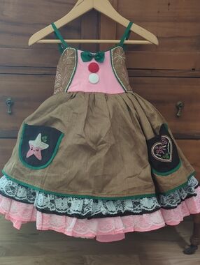 Oh Shana! Girls Gingerbread Dress With Bloomers